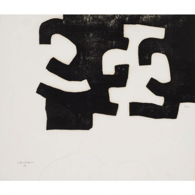 Eduardo Chillida. &quot;Homenaje a Joan Prats (1975)&quot;. Xilografía sobre papel China. Firmado 