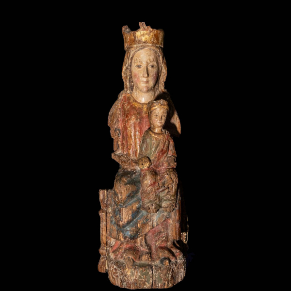 Importante Virgen "Sedes" Tardo Románica Transición al Gótico - Siglo XIII. 