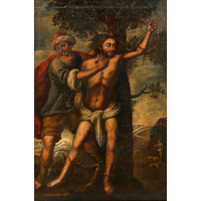 ESCUELA ESPAÑOLA  (S. XVII)   &quot;El martirio&quot;  Óleo / Lienzo 