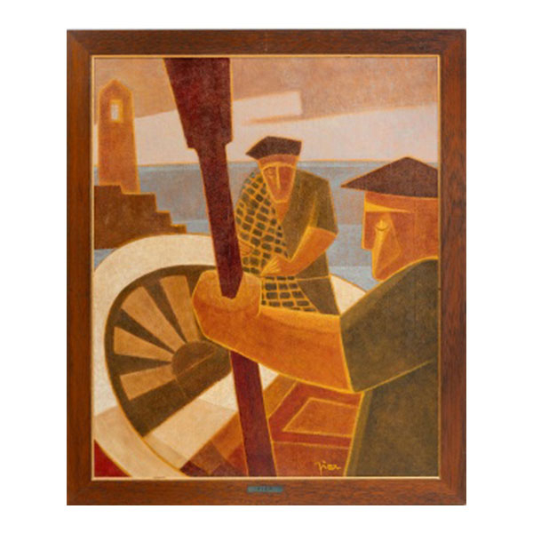 PIERRE LABADIE "BALDI"  (Anglet, Lapurdi 1919) "La Peche" Firmado: Pier Óleo / Lienzo
