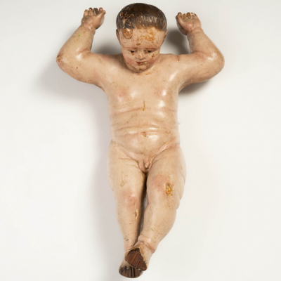 &quot;Chicote&quot; Escultura en madera tallada y policromada del siglo XVI-XVII