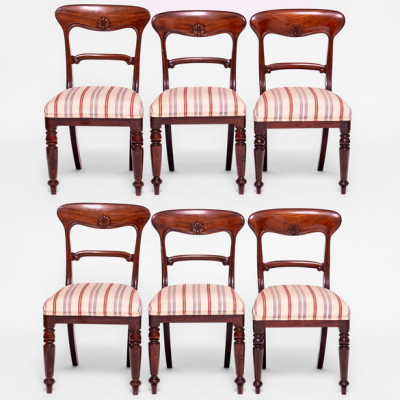 Conjunto de seis sillas y dos buatacas en madera de caoba del siglo XIX