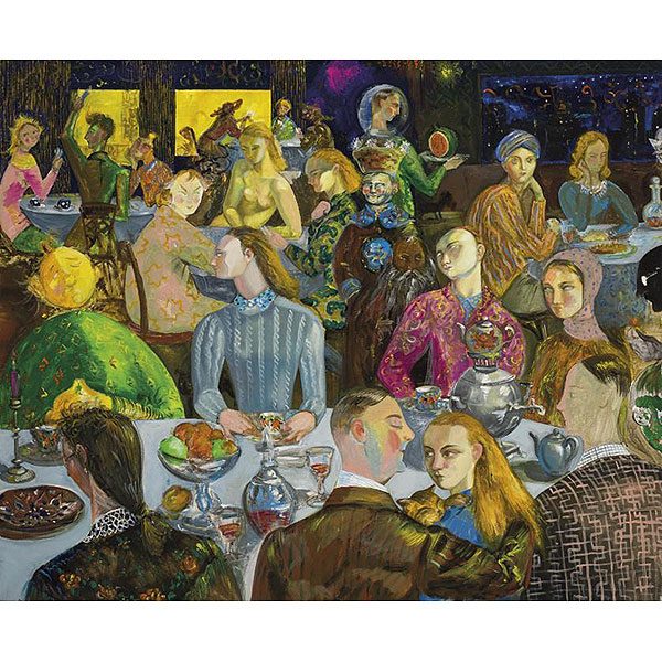 Yuri Rodkin.   &quot;A.D. 1982 Cafe Kosmos a Mosca (2006)&quot;. Óleo sobre lienzo.  Firmado, titulado y fechado (2006) al dorso.
