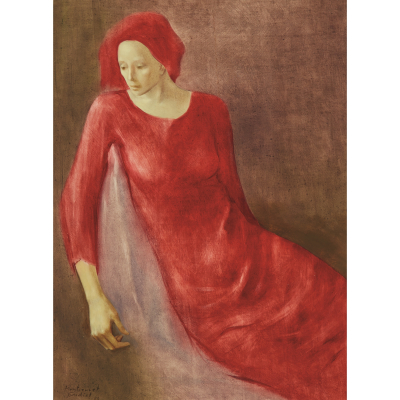 Montserrat Gudiol Corominas (Barcelona, 1933-2015) Mujer vestida en rojo.