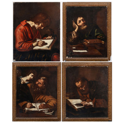 Importante &quot;Serie de los 4 apóstoles&quot;, a la manera de Miquel March (València, 1633-1670), Escuela Valenciana del siglo XVII.  