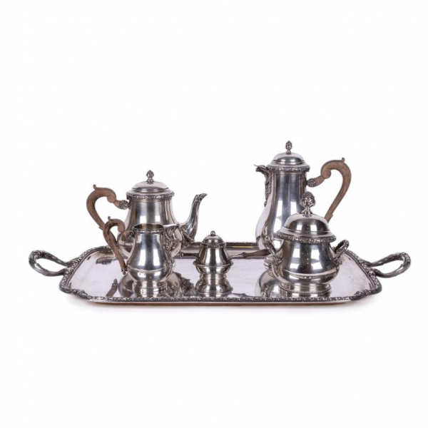 Juego de café de plata Limousin & Souche c. 1905