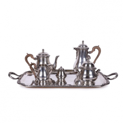 Juego de caf&eacute; de plata Limousin &amp; Souche c. 1905