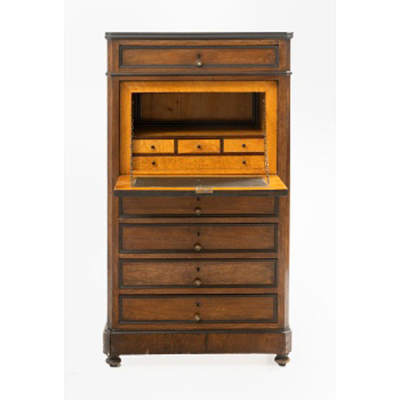 Mueble secreter abattant en madera de palo santo e interior en madera de erable con cajones. Época Napoleón III. Francia. S. XIX