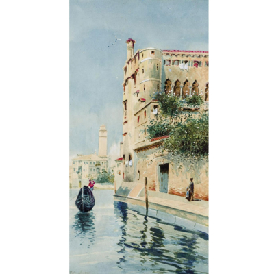 Rubens Santoro. "Venecia". Acuarela sobre papel. Firmado  
