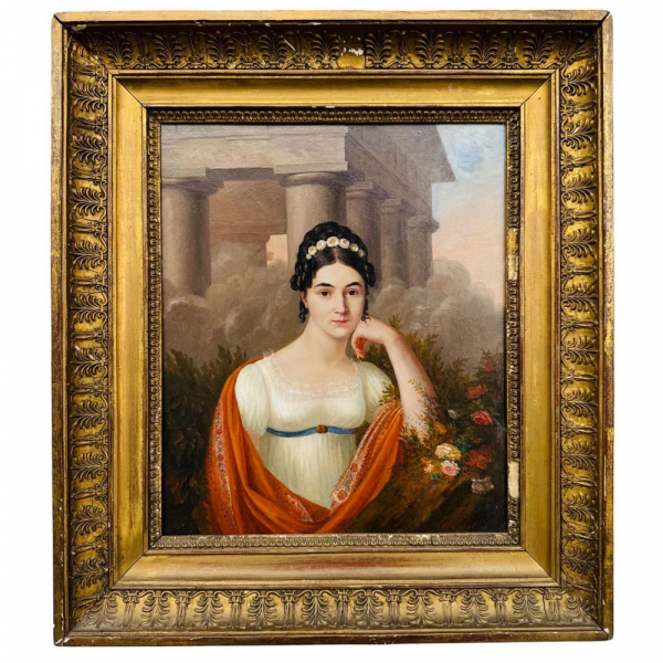 Retrato de joven mujer, firmado &quot;Miraglia&quot;