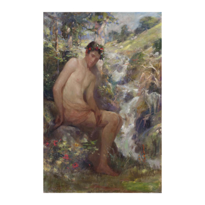 Escuela española, s.XIX.  Baco.  Óleo sobre tela. Firmado. 