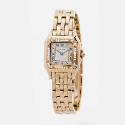 Reloj joya CARTIER Panthere Quartz Ref. 8057915 con diamantitos y brazalete en oro amarillo 18 K.