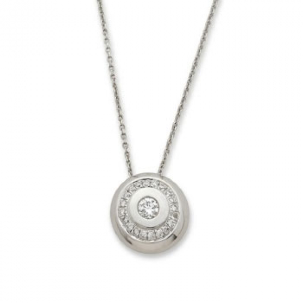 Cadena y colgante en oro blanco con diamantes talla brillante con un peso total de 0,15 cts. aprox.