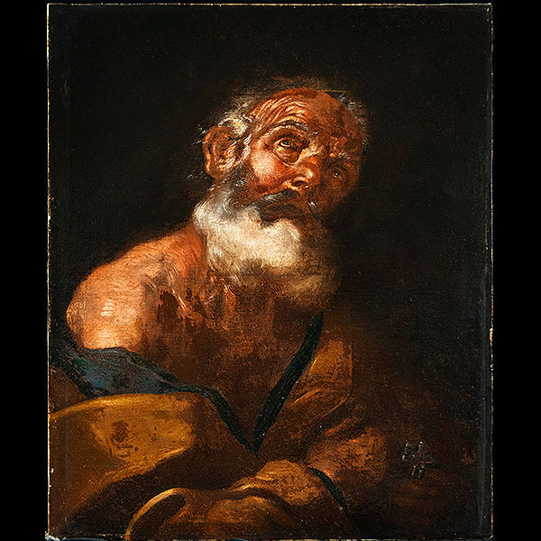 Atribuido a José de Ribera (Játiva, 1591 - Nápoles, 1652) - Boceto de la cabeza de un Apóstol.