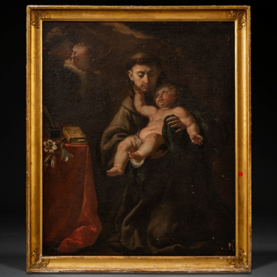 &quot;San Antonio de Padua&quot;  ESCUELA ESPAÑOLA DEL SIGLO XVIII.   Óleo/Lienzo
