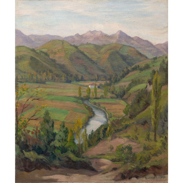 &quot;Vista del río Oria&quot;.  ÁNGEL CABANAS OTEIZA (Guipúzcoa, 1875-1964).   