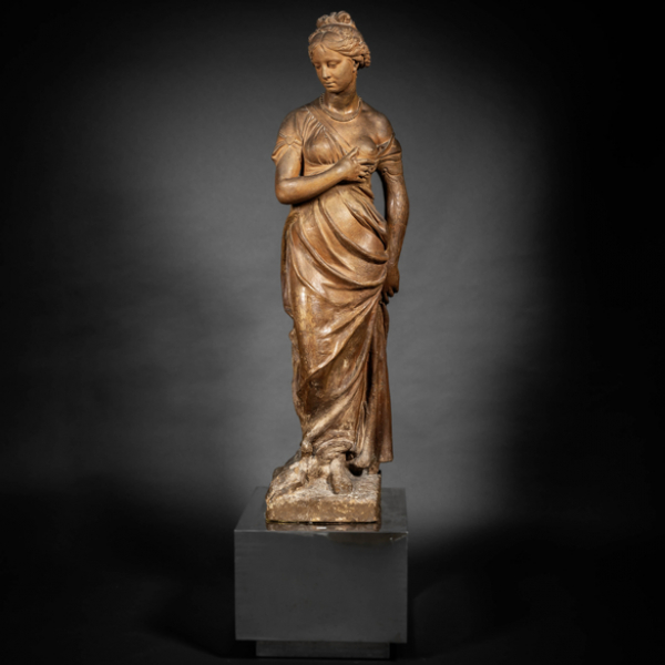 "Dama Cl&aacute;sica de la Antiguedad" Monumental escultura en terracota Grand Tour del siglo XIX