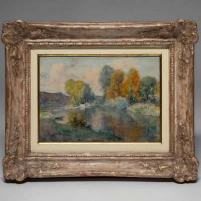 &quot;Paisaje con lago&quot;  FÉLIX RESURRECCIÓN HIDALGO(Manila, 1855-Barcelona, 1913)