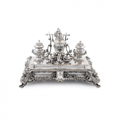 Excepcional escriban&iacute;a Napole&oacute;n III de plata francesa Ley 950, de Alexandre Auguste Turquet c. 1870. 
