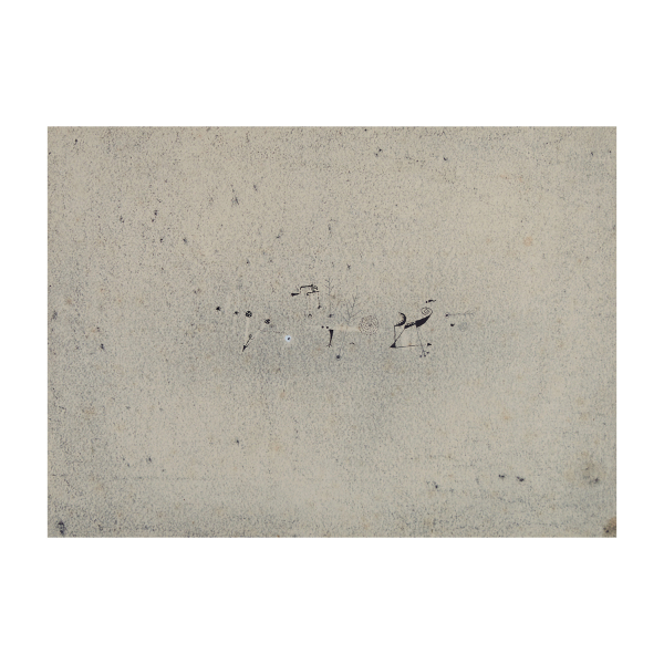 Modest Cuixart (Barcelona, 1925-Palamós, Girona, 2007)  Sin título.  Tinta china y lápiz sobre papel adherido a tela.  