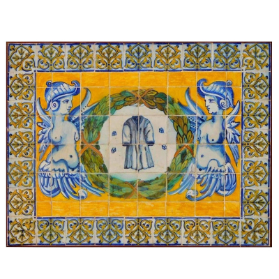 Panel de azulejos portugueses policromados representado La Pasión de Cristo, siglo XVII.