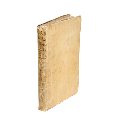 Esteban Barelas (s.XVI-XVII). Libro encuadernado en pergamino &quot;Centuria o historia de los famosos hechos del gran Conde de Barcelona don Bernardo Barcino...