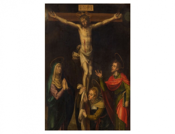 MIGUEL JOAN PORTA Cristo crucificado con la Virgen...