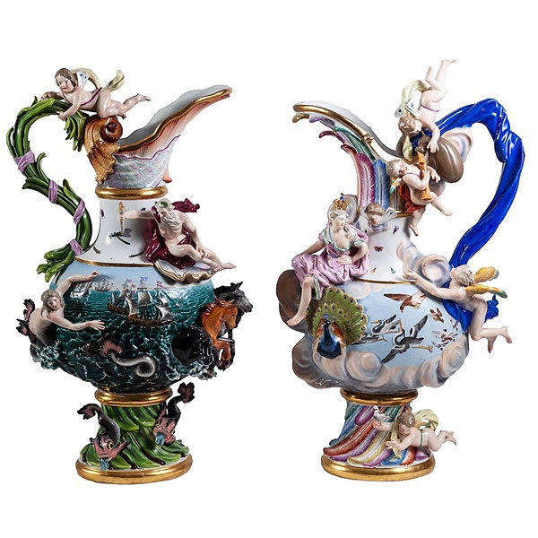 MEISSEN. Jarra de porcelana "Alegoría del Agua"