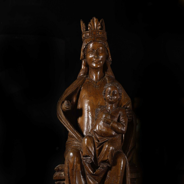 MONUMENTAL VIRGEN " SEDES SAPIENTAE " HISPANO FLAMENCA GÓTICA DEL SIGLO XIII - INICIOS SIGLO XIV.