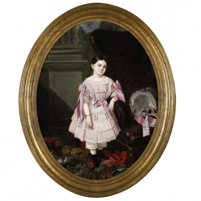 Antonio María Esquivel (1806 - 1857) &quot;Retrato de niña&quot;. Óleo sobre lienzo. Firmado y fechado (1841) en el ángulo inferior izquierdo.