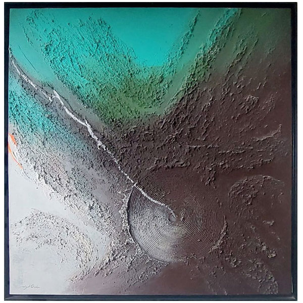 "Abstracto" de Miquel Ordeig, t&eacute;cnica mixta con textura.