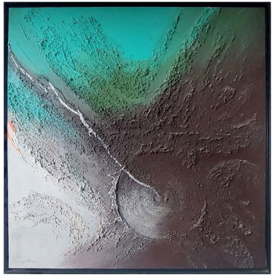 "Abstracto" de Miquel Ordeig, t&eacute;cnica mixta con textura.