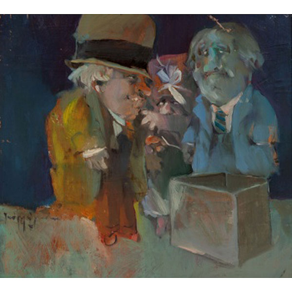 JOSÉ MARÍA CUNDÍN   (Las Arenas 1938)  "Personajes "  Firmado: Cundin  Óleo / Tabla 