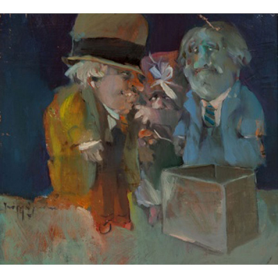 JOSÉ MARÍA CUNDÍN   (Las Arenas 1938)  &quot;Personajes &quot;  Firmado: Cundin  Óleo / Tabla 