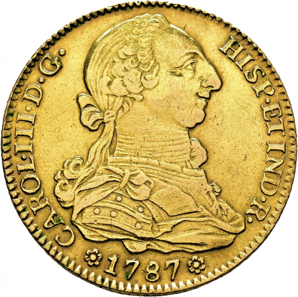 Moneda 1787 Carlos-III Sevilla CM 4 Escudos M.B.C.