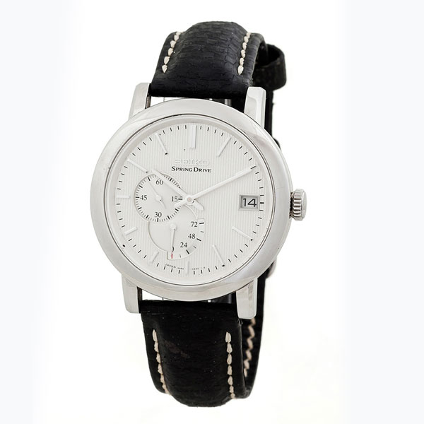 Reloj japonés SEIKO Spring Drive, en caja de acero 40 mm con fondo de cristal. 