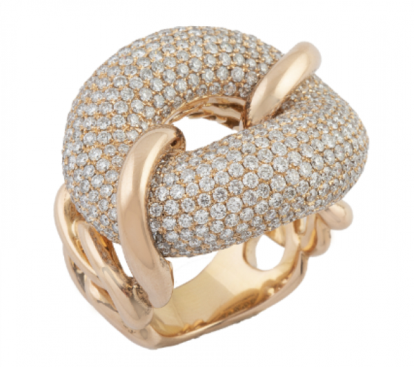 Sortija con gran centro a modo de hebilla de pavé de brillantes 