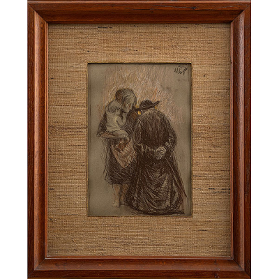 &quot;La confesión de la madre con el niño&quot;   ENRIQUE ALBUZU (Fuenterrabía, 1926 -2014) 