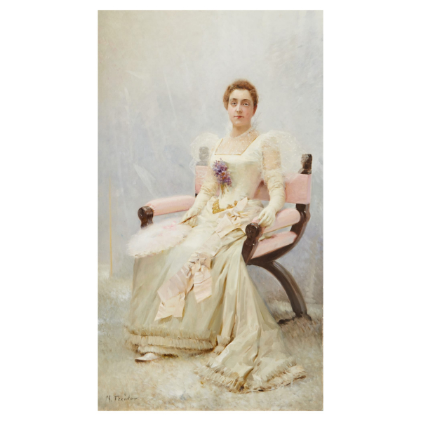 Modest Teixidor Torres (Barcelona, 1854-1927) Retrato de dama. Óleo sobre tela.