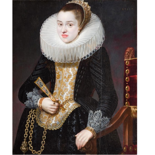 Cornelis de Vos. (ca. 1584 - 1651)  &quot;Retrato de dama&quot;. Óleo sobre tabla
