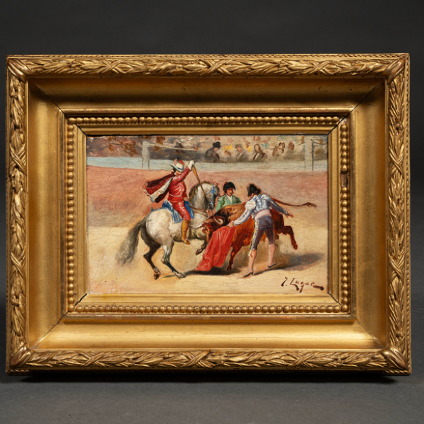 &quot;Picador con el toro&quot;  L. LUQUE, Escuela Española del siglo XIX-XX