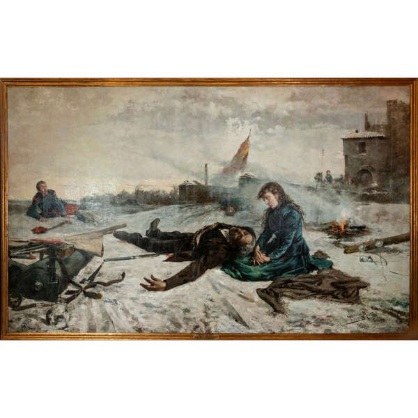 Monumental óleo de JUAN JIMENEZ MARTÍN (Adanero, Ávila, 1855-Madrid, 1901).