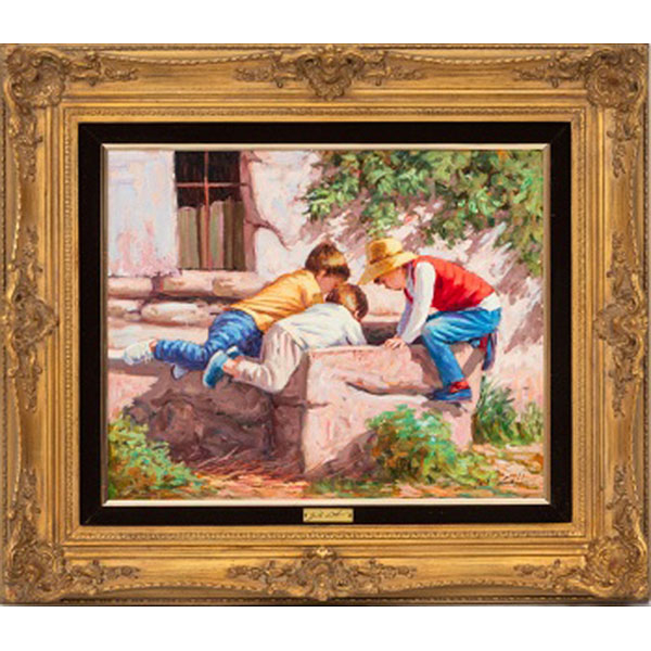 JOSÉ LULL CANTO   (Valencia 1933)  "Niños"  Firmado: José Lull  Óleo / Táblex 