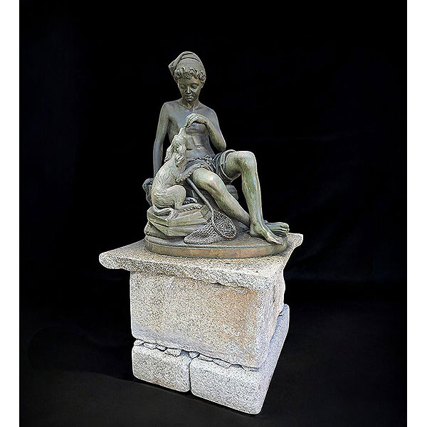 Escuela francesa del siglo XIX - El niño cazador, Firmado E.Martin, siglo XIX.