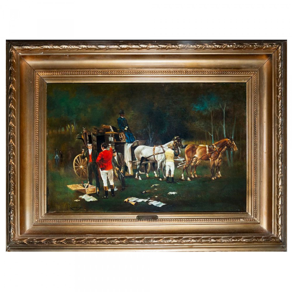 "Tarde en el Campo", firmado J. Cusachs, Escuela Catalana de cambio de siglo XIX-XX.   Óleo sobre lienzo