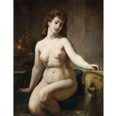 Ramón Martí y Alsina.   &quot;Desnudo junto a la fuente&quot;. Óleo sobre lienzo. Firmado y fechado (1868?) en el ángulo inferior derecho.