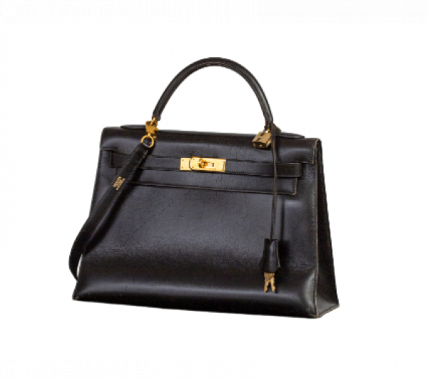 Bolso HERMÉS Kelly 32 en piel negra.   Interior de un solo compartimento.  