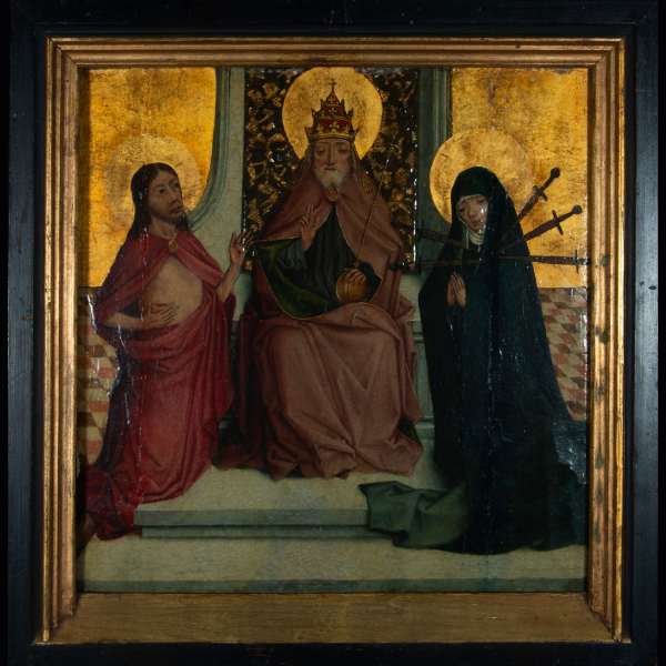 Cristo Nazareno y María Madre de Dolores frente Dios Padre - Maestro Primitivo Gótico Hispano-Flamenco o Alemán de siglos XIV al inicios del siglo XV.