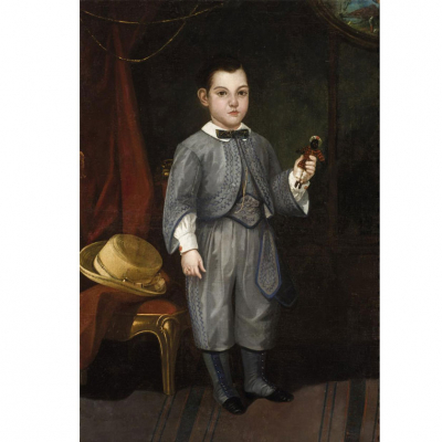 Ecuela Colonial S. XIX.   &quot;Retrato de Fco. Gutierrez (187?)&quot;. Óleo sobre lienzo. 