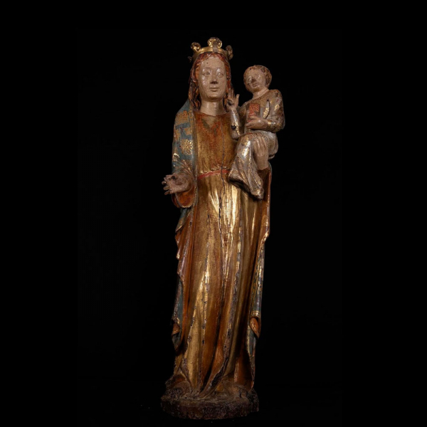 Espectacular Gran Virgen "Maiestat" con Niño Ile-de-France, escuela Medieval Gótica Francesa del siglo XIV - principios del siglo XV. 